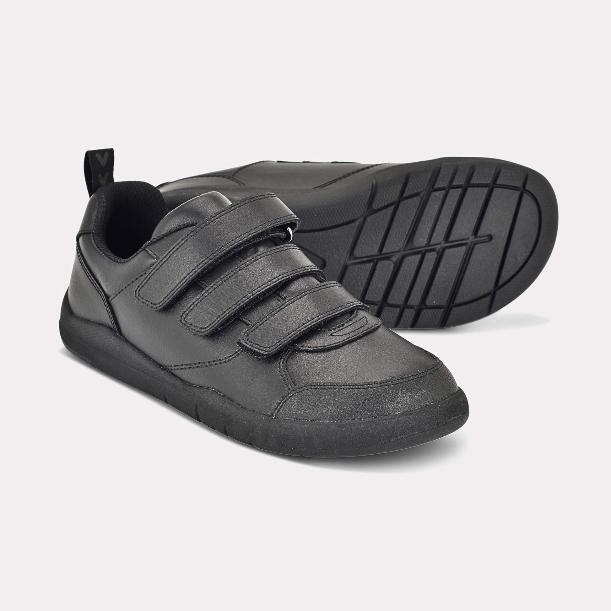 Boys Black Barefoot School Shoe - pair with sole