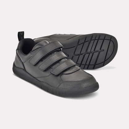 Boys Black Barefoot School Shoe - pair with sole