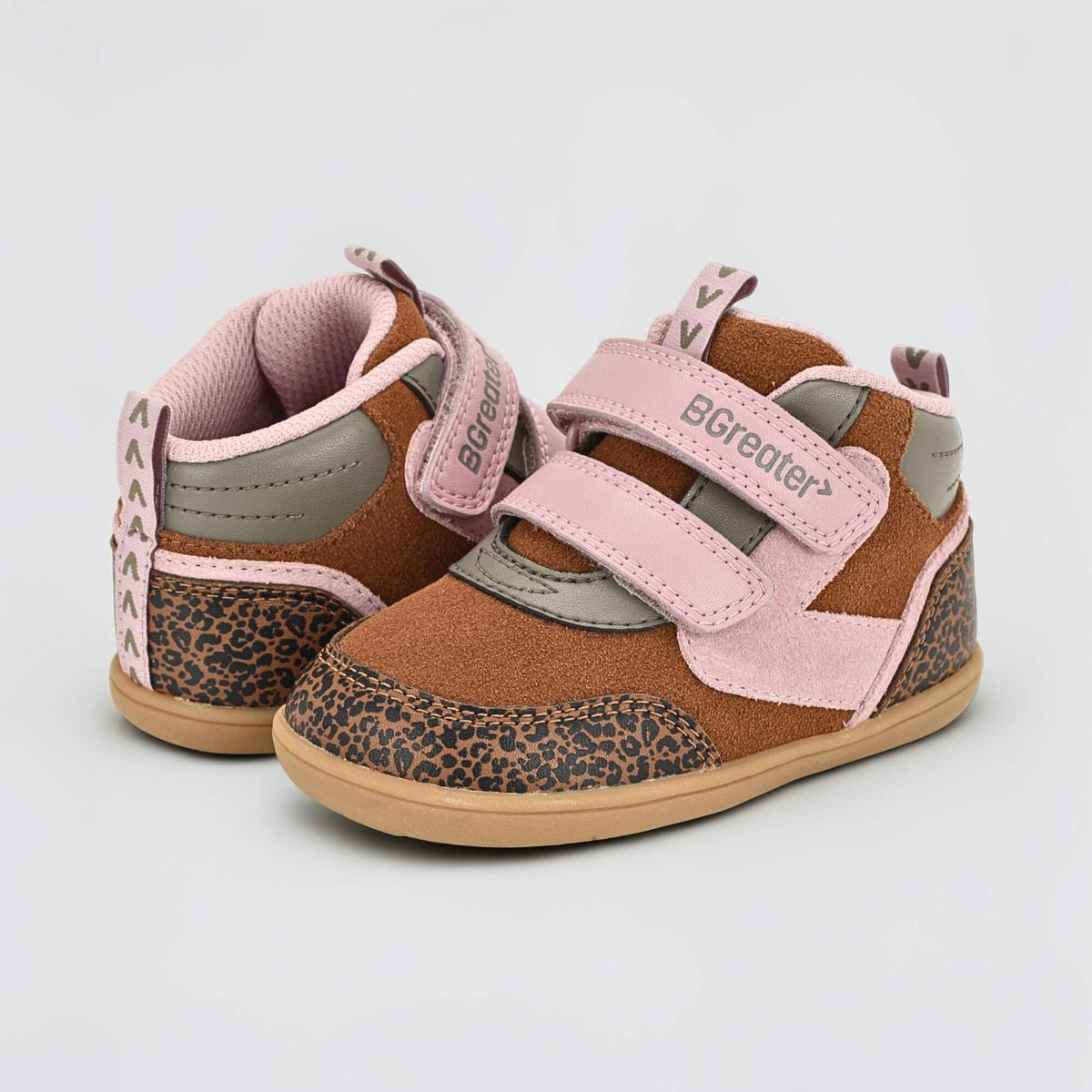 Sterry Leopard Suede Toddler Trainer - pair facing