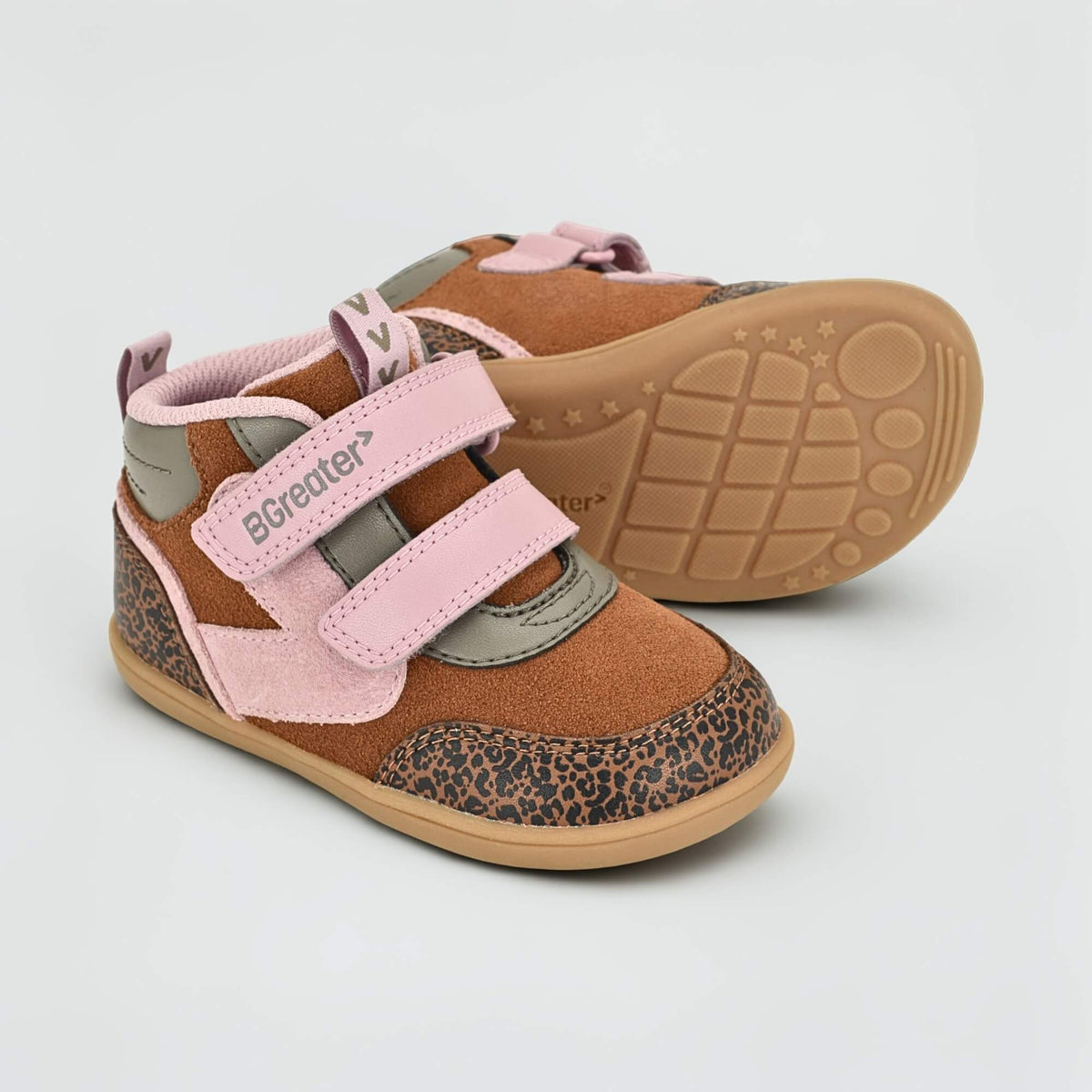 Sterry Leopard Suede Toddler Trainer - pair with sole