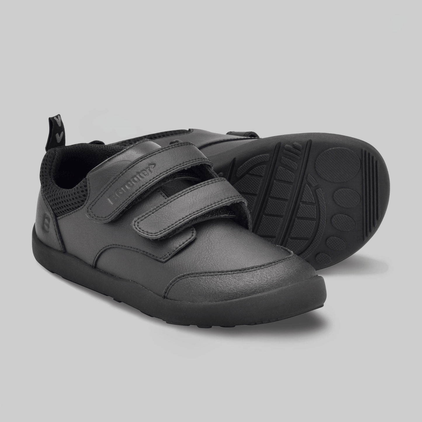 Boys Black Barefoot School Shoe - pair with sole