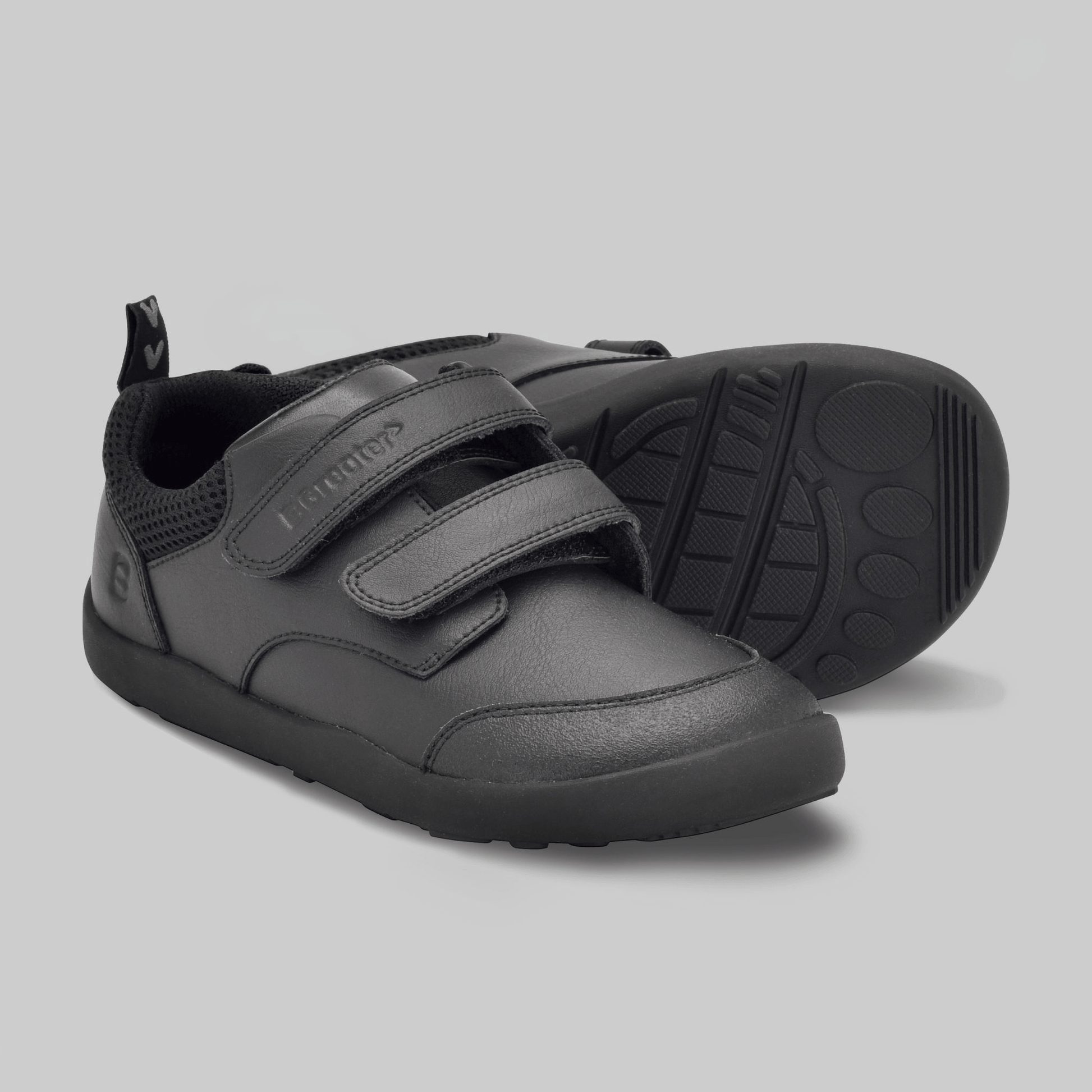 Boys Black Barefoot School Shoe - pair with sole