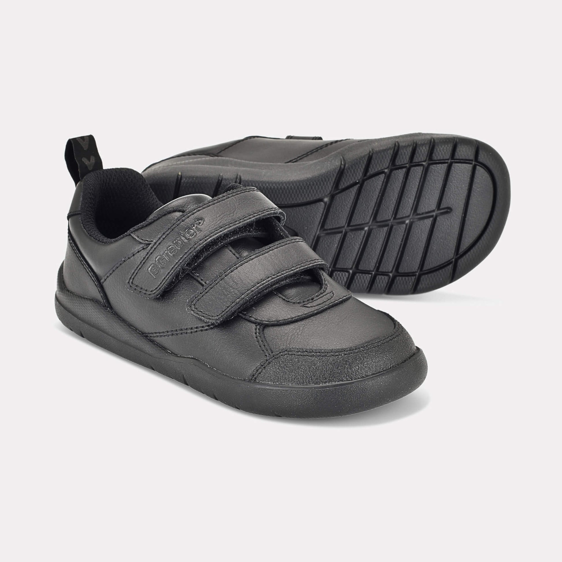 Boys Black Barefoot School Shoe - pair with sole
