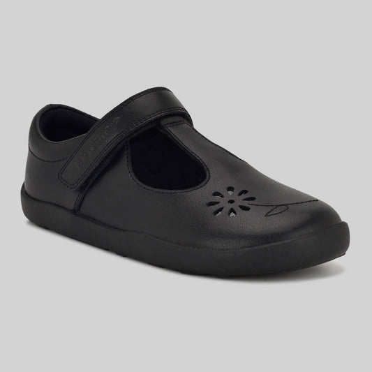 Matte black barefoot girls school shoe - main feature photo