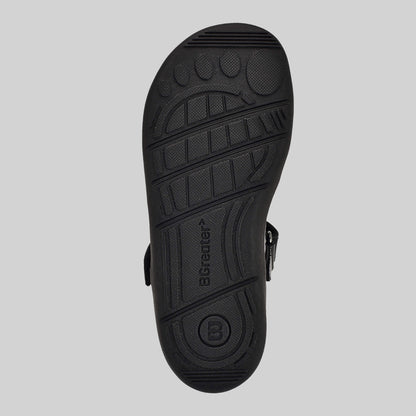 Patent black barefoot girls school shoe - sole
